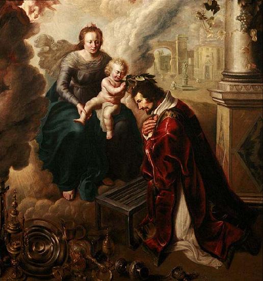 unknow artist Saint Lawrence crowned by Baby Jesus, Claude de Jongh oil painting image